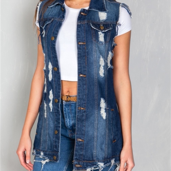 ๐LAST 1๐ DISTRESSED DENIM VEST - Picture 4 of 4